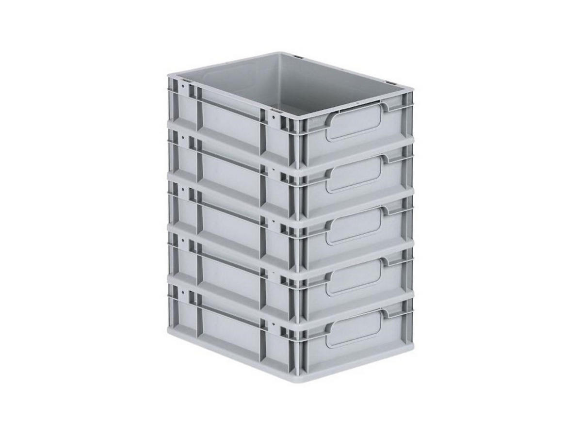 EUROBOX 5x Nextgen Economy Griffe Geschlossen 12x30x40cm 11 Liter - Grau, Kunststoff (30/12/40cm) - PROREGAL