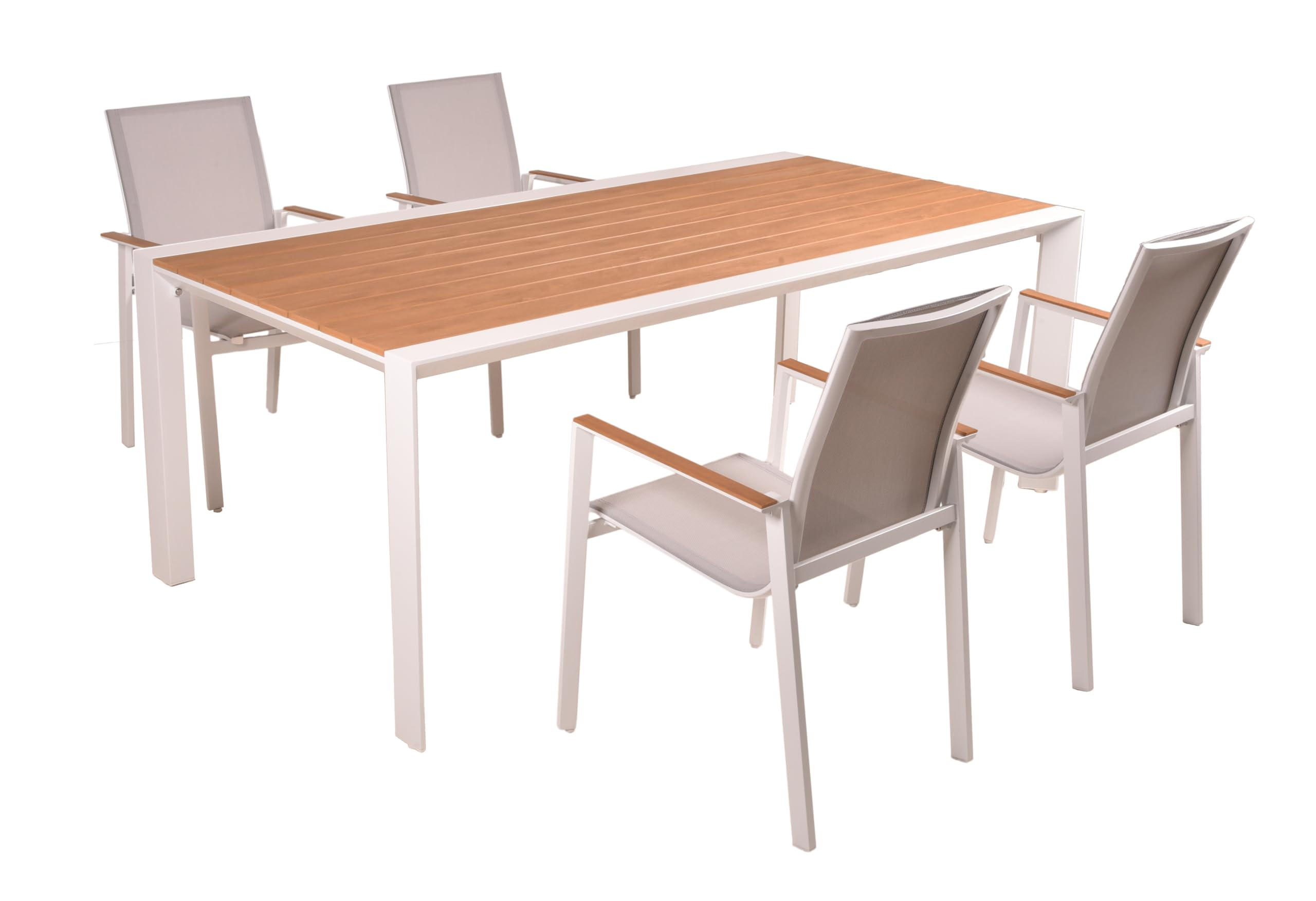 GARTEN-SITZGRUPPE Jonas 5-teilig Gartenmöbel-Set - Hellbraun, Kunststoff - DELUKE