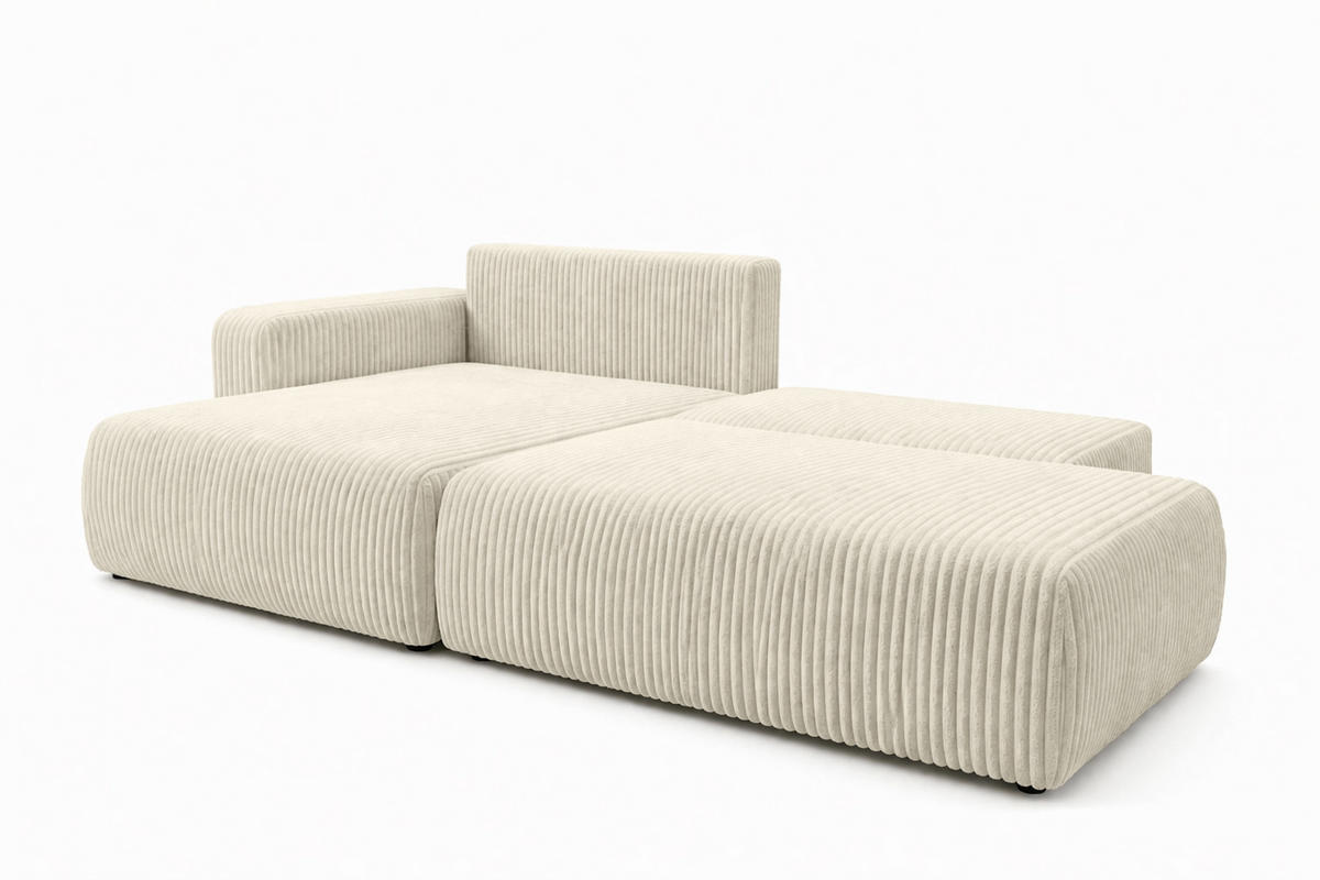 ECKSOFA Mit Schlaffunktion Und Bettkasten, Cordstoff Tilia, Ecru, Links, OPEN XL - Ecru, Holz (262/145cm) - Kaiser Möbel