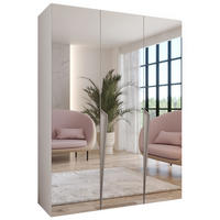 DREHTÜRENSCHRANK 202/150/52 3-türig - Beige/Weiß, Holz/Metall (150/202/52cm) - Abiks Möbel