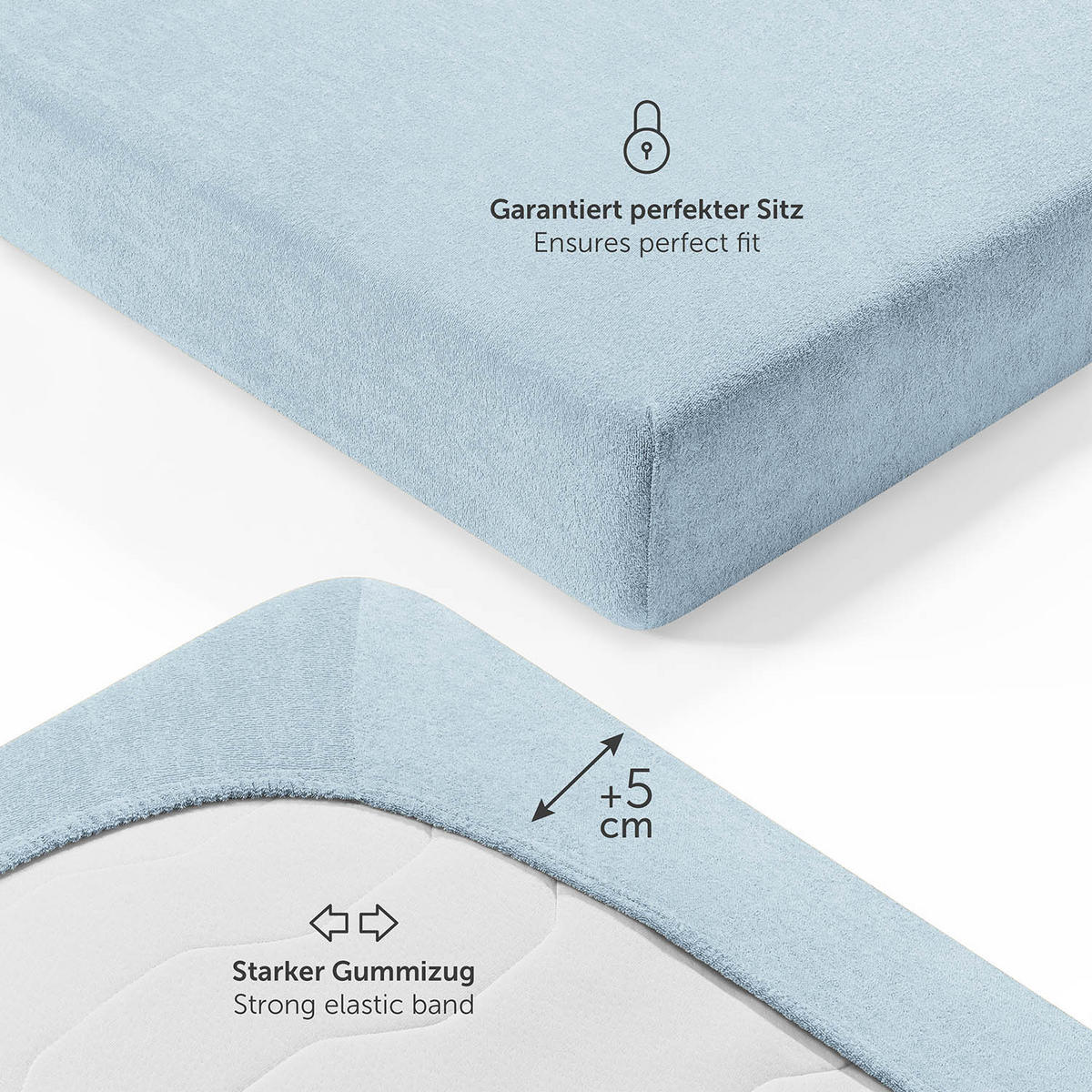 FROTÉ napínacie prestieradlo s certifikátom Oeko-TEX, 140x200x27cm, Hellblau - svetlomodrá, textil (140/200cm) - Blumtal