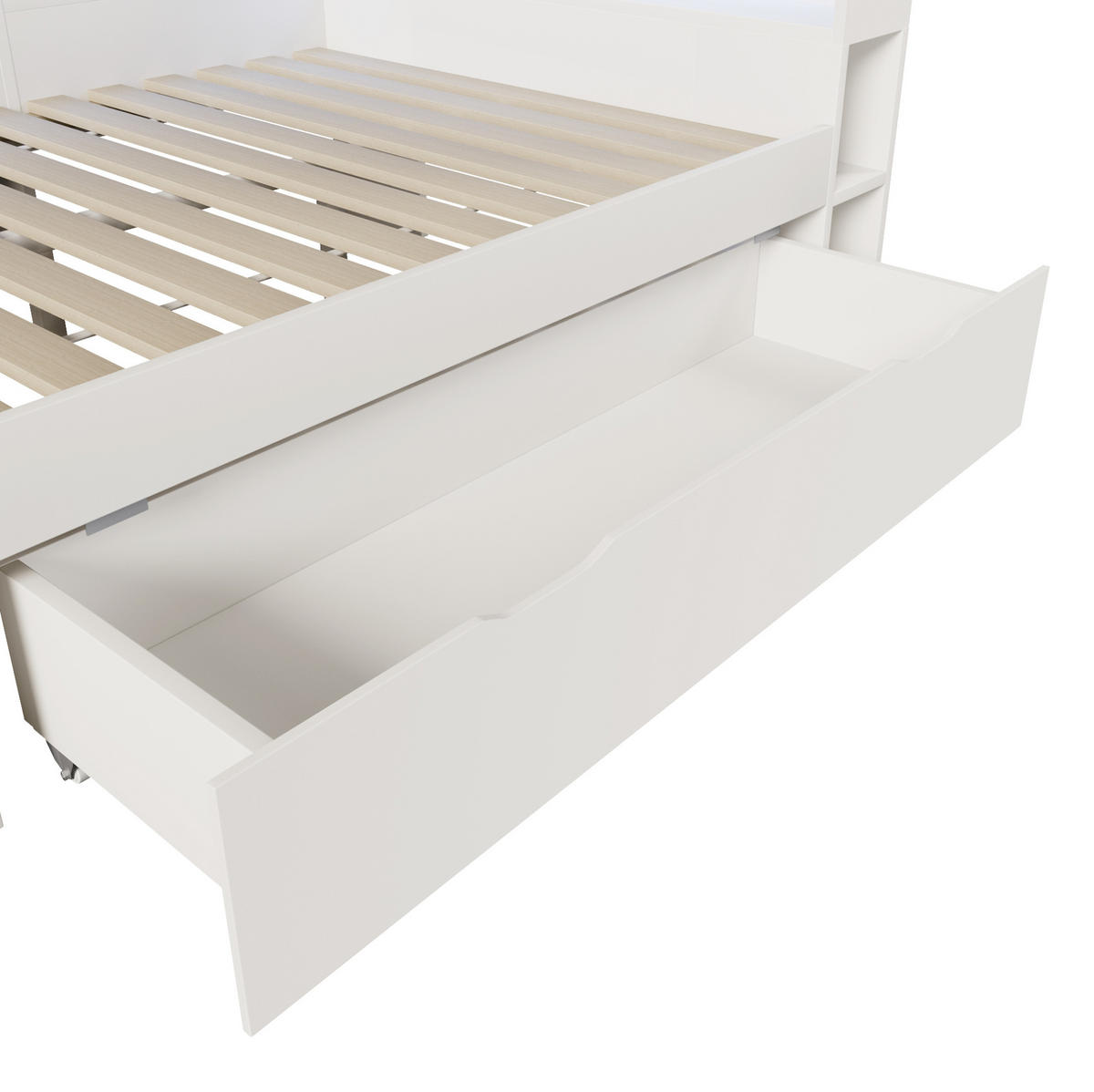 POLSTERBETT 140x200 cm in Weiß mit Matratze & USB-C Ladestation - Weiß, Holzwerkstoff (140/200cm) - Modfu
