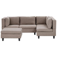 COLȚAR modul cu 4 locuri pe partea stângă maro textil cu otomană Unstad - maro/negru, material textil (228/152cm) - Beliani