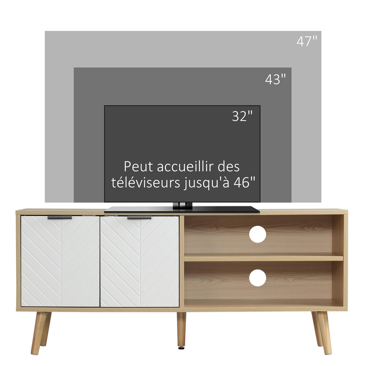 LOWBOARD DE-16091 110/39/48,8 cm Weiß/Holzoptik - Weiß, Holzwerkstoff (110/48.8/39cm) - ComfortXL
