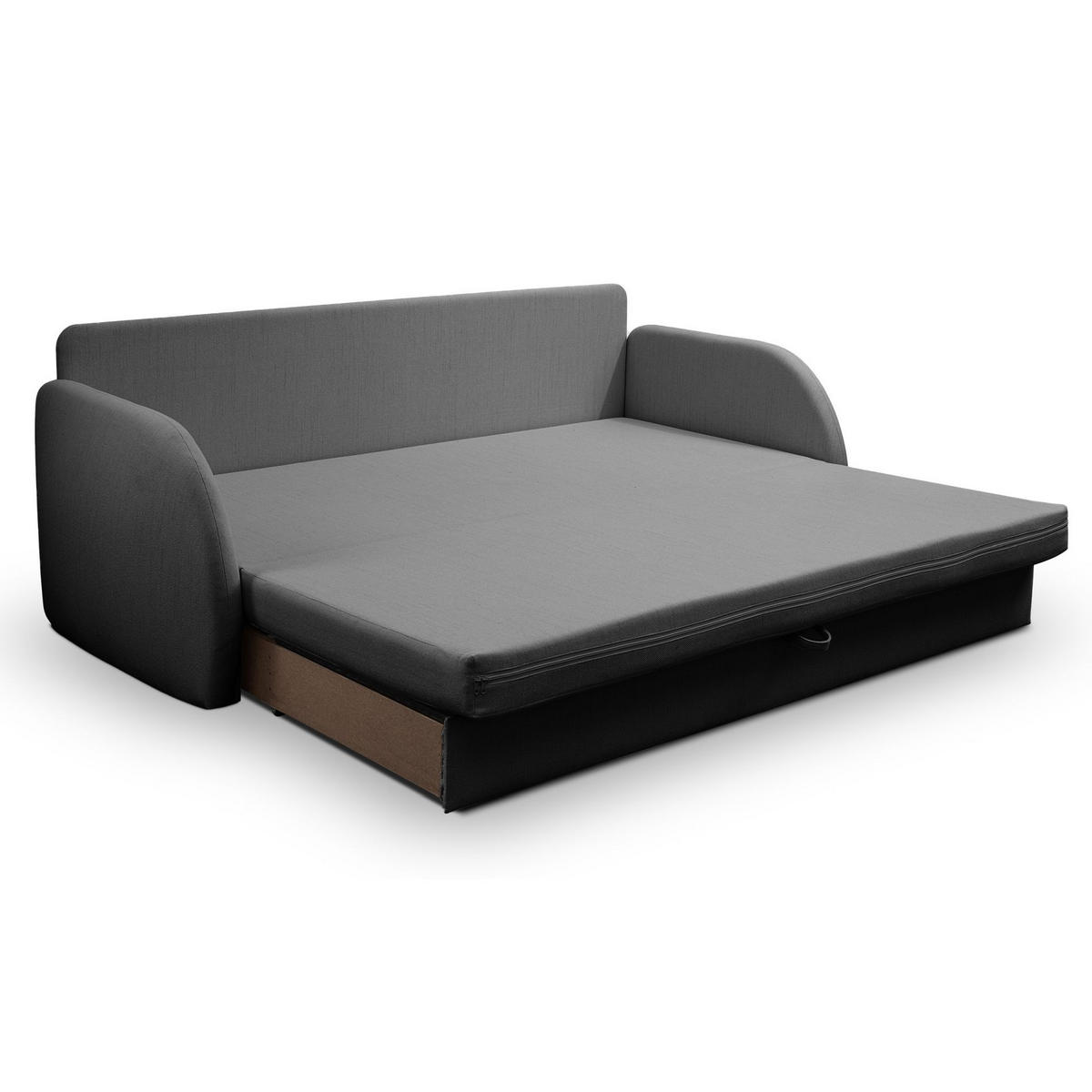 SCHLAFSOFA Diego dunkelgrau - Dunkelgrau/Schwarz, Kunststoff/Textil (221/90/91cm) - Selsey
