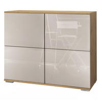 KOMMODE Rova Sandgrau Hochglanz - Sandfarben, Holzwerkstoff (92.5/75.5/35cm) - Vladon