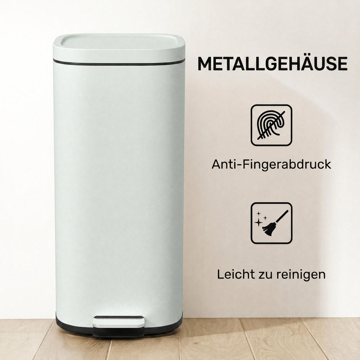 MÜLLEIMER Grün 36.0/29.0/59.5 cm - Grün, Metall (29/59.5/36cm) - HOMCOM