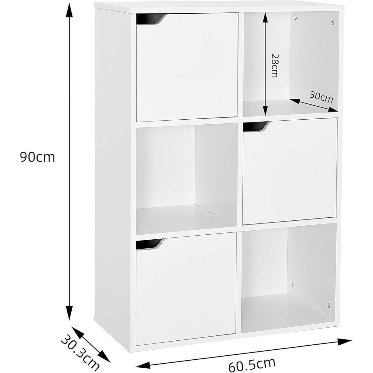 AUFBEWAHRUNGSREGAL mit 3 Türen Weiß - Weiß, Holzwerkstoff (30/90/60cm)