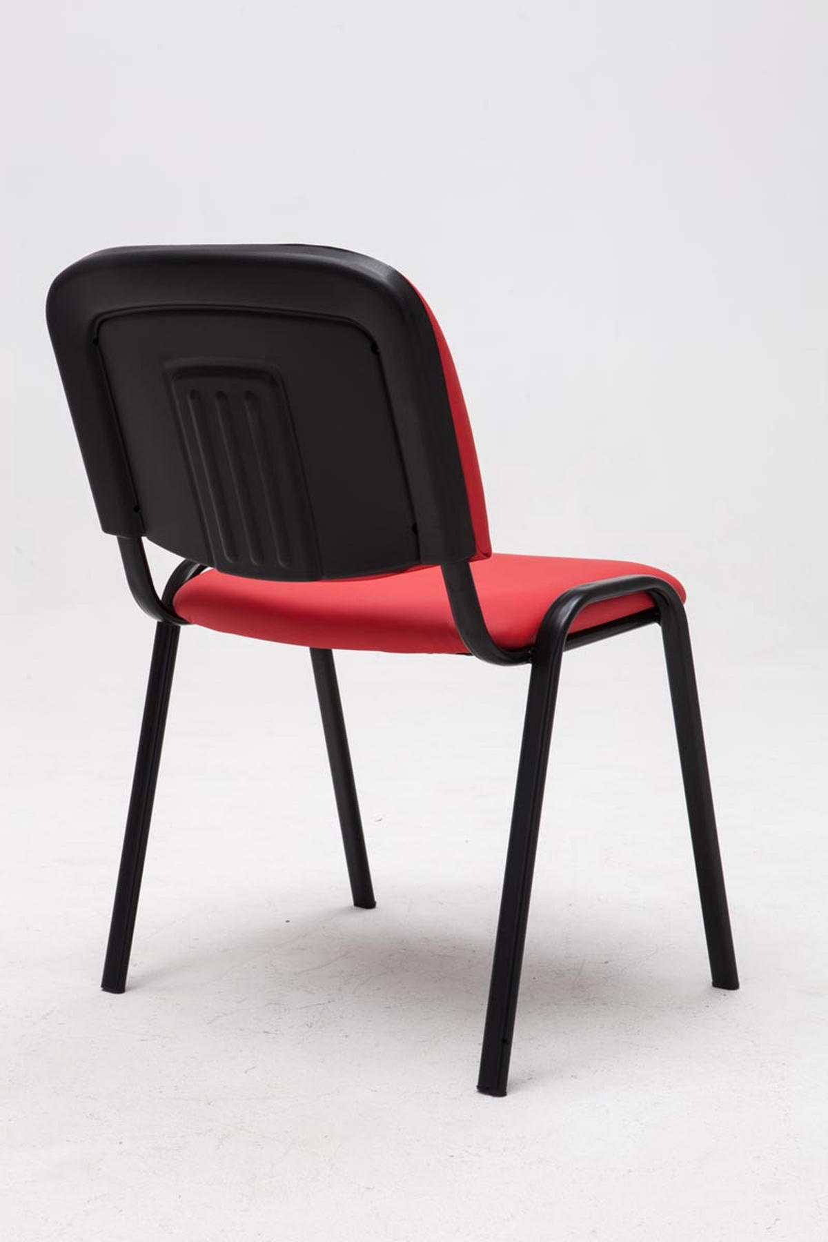 BESUCHERSTUHL Keen, Kunstleder mit Gestell Schwarz / Bezug Rot - Rot/Schwarz, Textil/Metall (54/79/48cm) - TPFLiving
