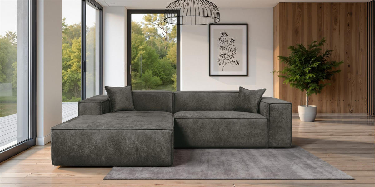 ECKSOFA Carlota - Dunkelgrau, Holzwerkstoff/Textil (192/270cm) - Fun Möbel