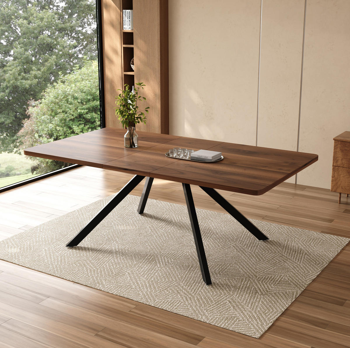 AUSZIEHTISCH 90/240/74,5 cm Walnuss aus MDF mit Schwerlast-Führungen - Walnussfarben, Holzwerkstoff (240/90/74.5cm) - OKWISH