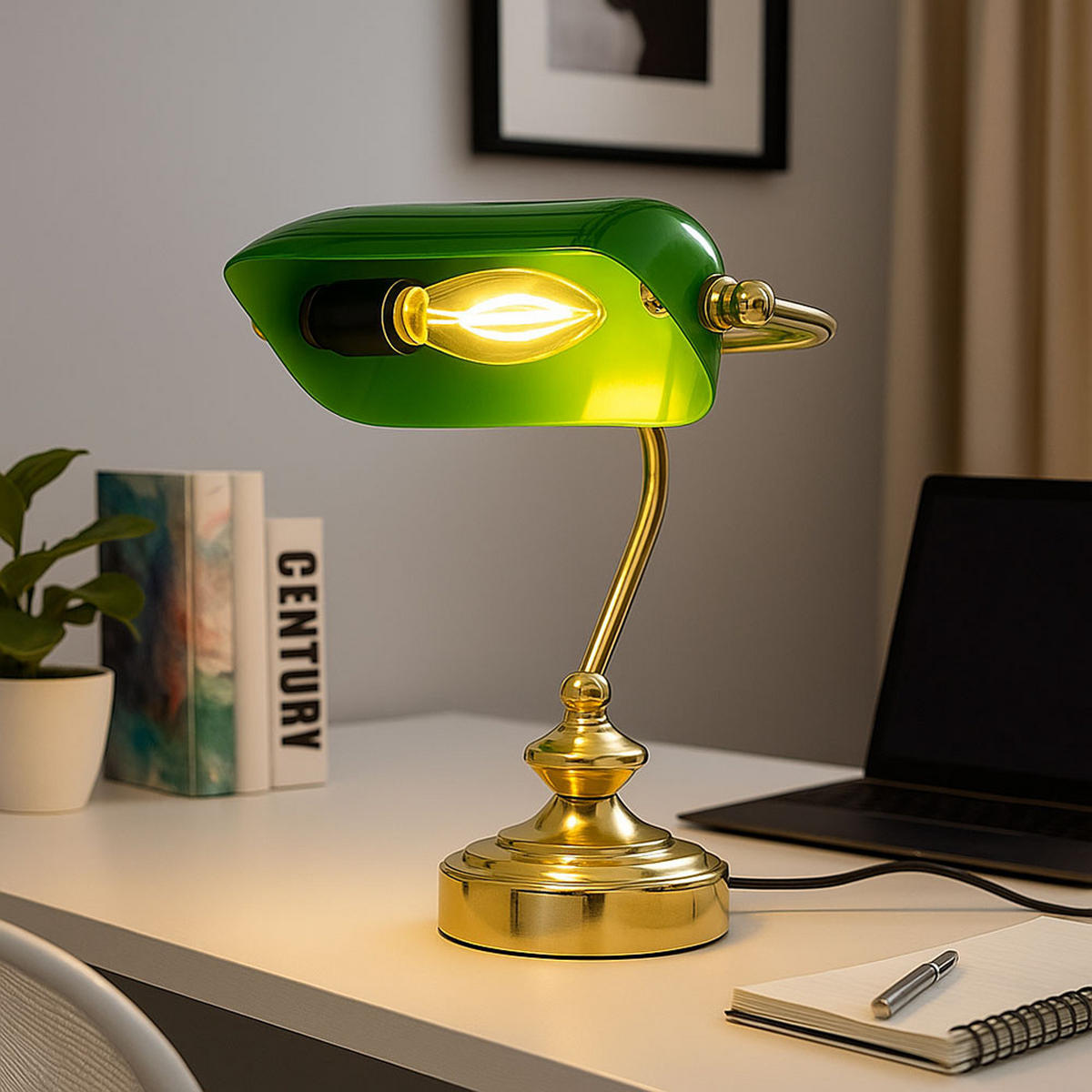 TISCHLEUCHTE Antike Grün Acryl - Grün, Metall (19/16.5/24cm) - Globo Lighting