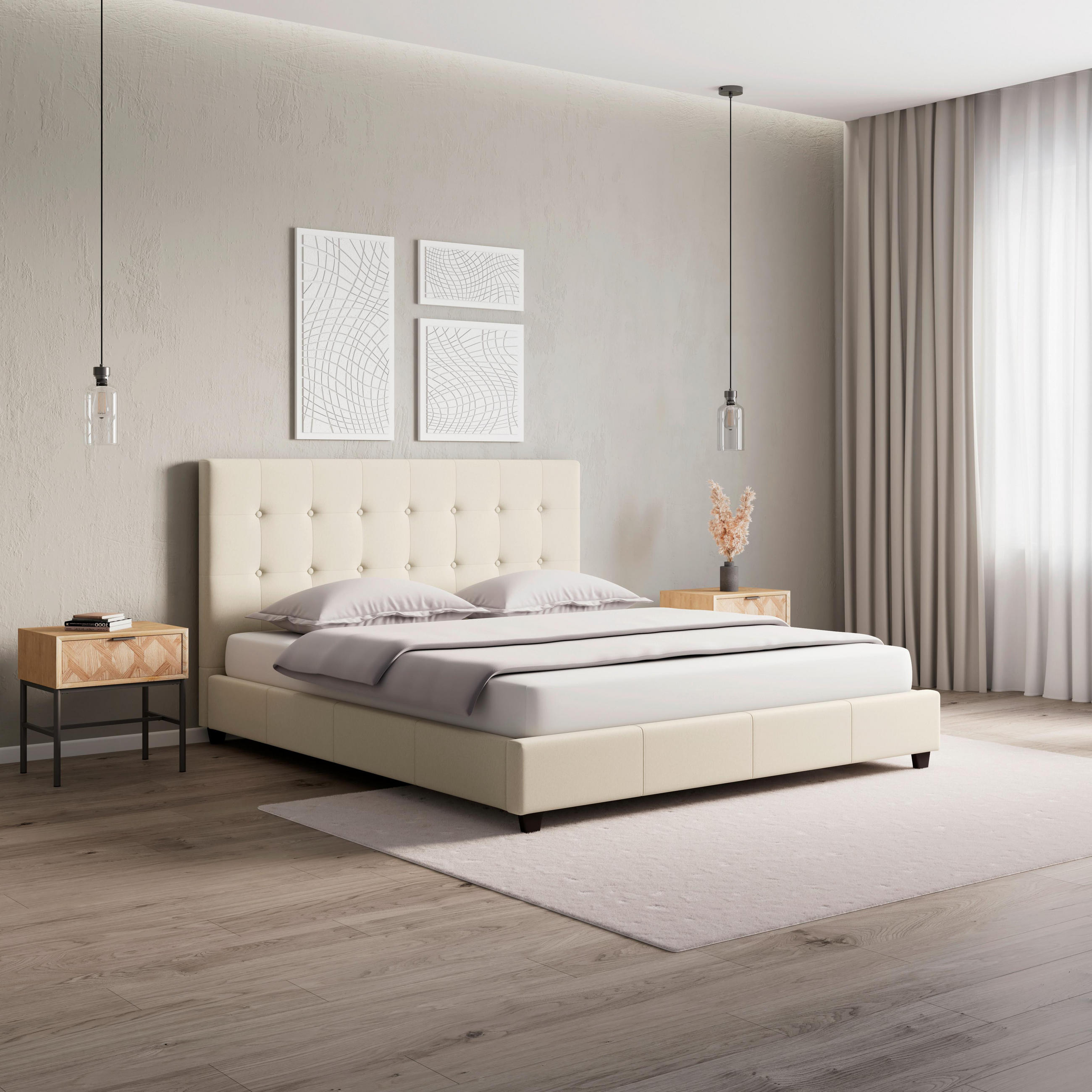 Bessagi Home Polsterbett Creme