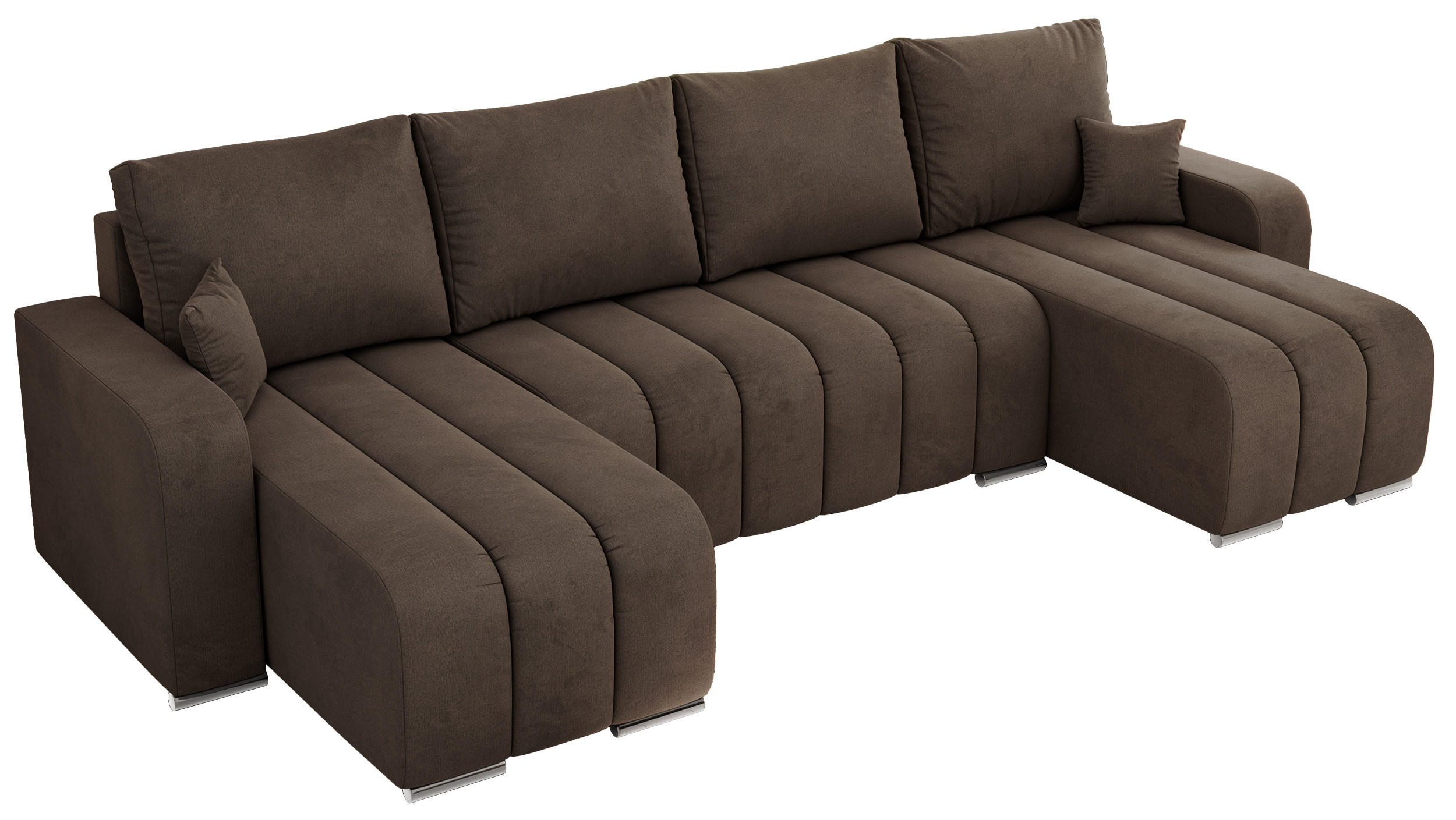 WOHNLANDSCHAFT KIRASSO U Braun Velvet - Braun/Grau, Textil/Metall (320/86/147cm) - MKS