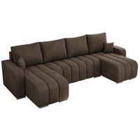 WOHNLANDSCHAFT KIRASSO U Braun Velvet - Braun/Grau, Textil/Metall (320/86/147cm) - MKS