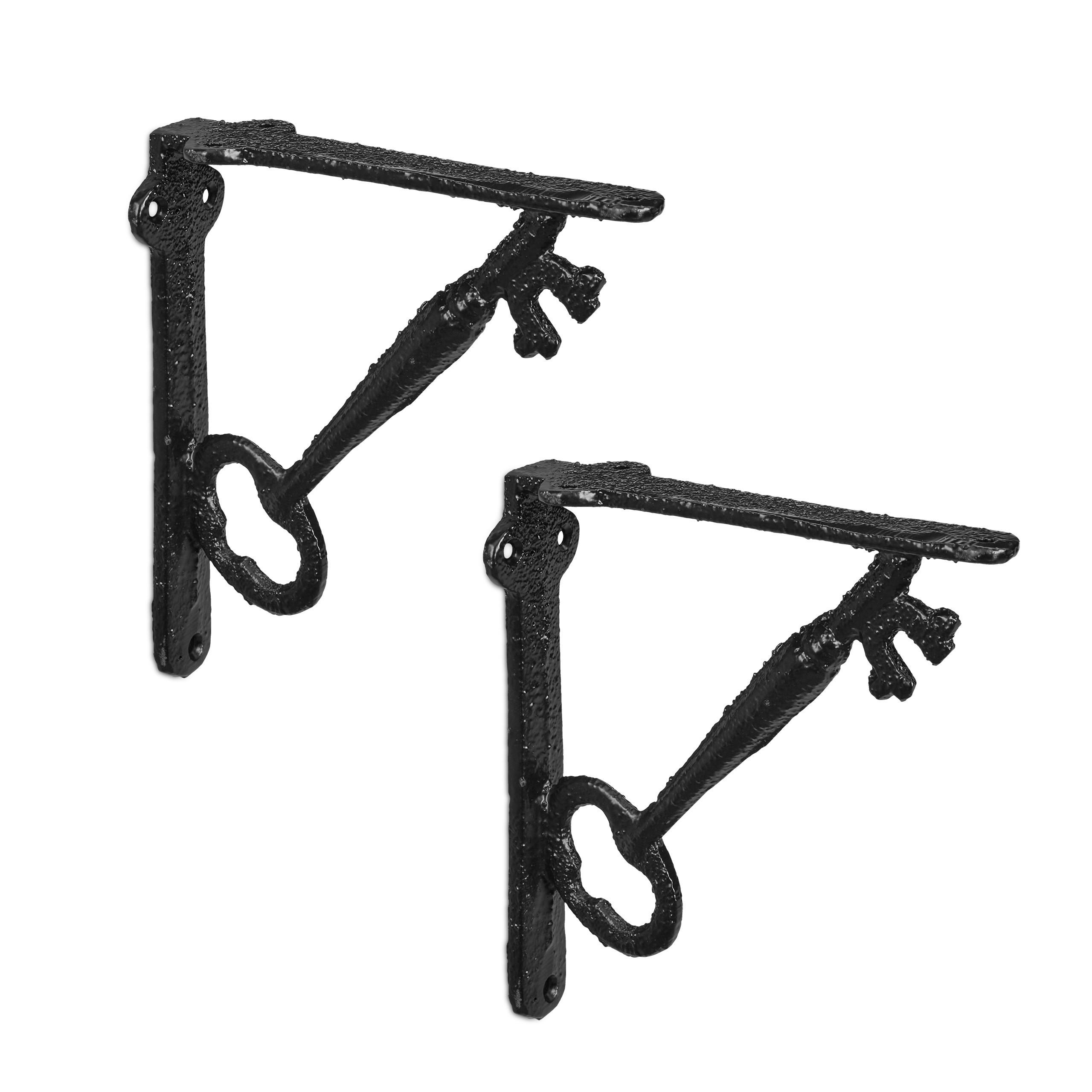 2XREGALWINKEL - Schwarz, Metall (4/14.5/14.5cm) - Relaxdays