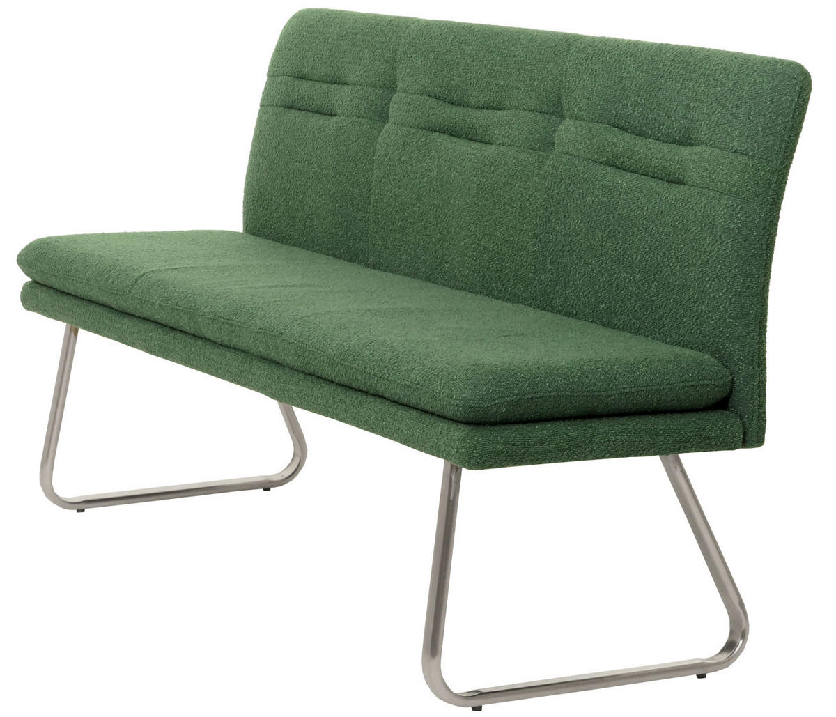 SITZBANK 93x180x58cm Sitzhöhe 51cm Lehne Stoff/Textil Bouclé Edelstahl gebürstet 180cm Grün - Grün, Textil (180/93/58cm) - BERLINLODGE