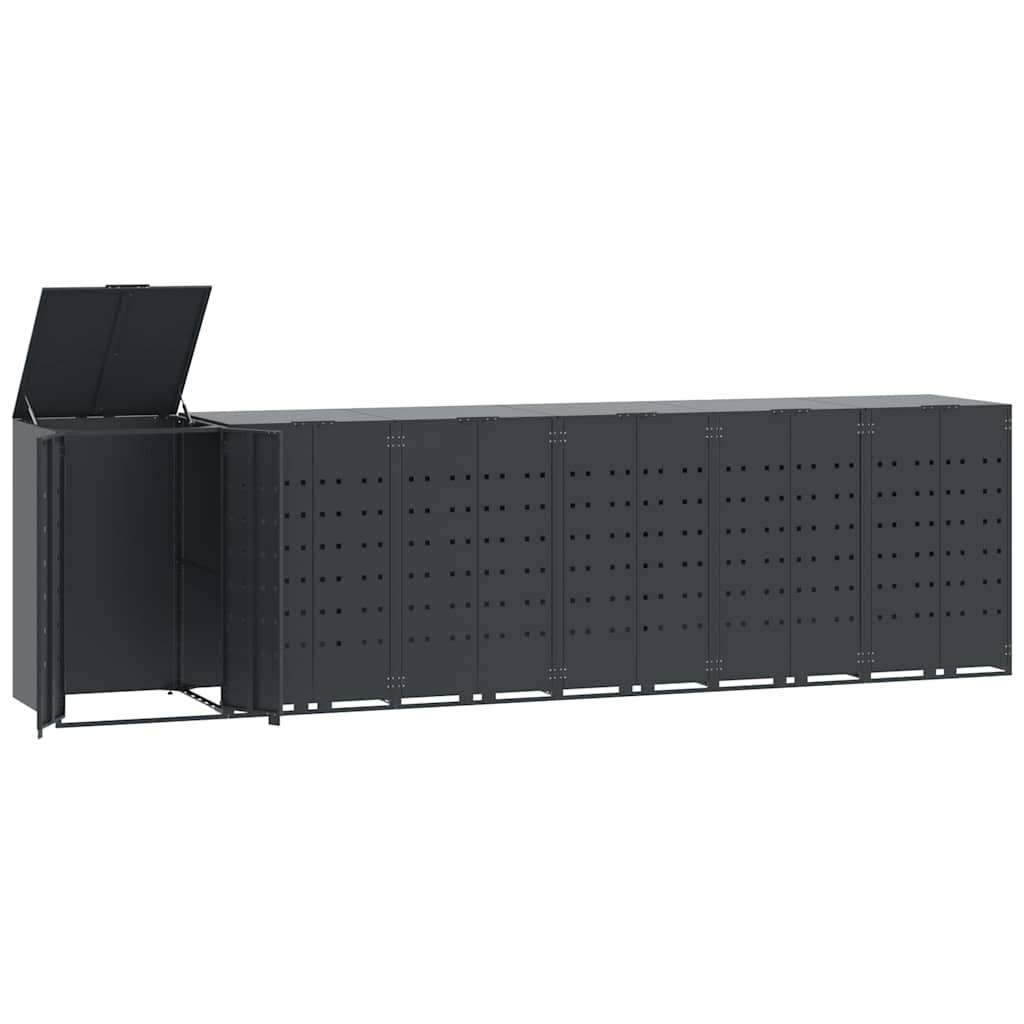 MÜLLTONNENBOX Gorilo für 6 Tonnen Anthrazit 414x79x117 cm - Anthrazit, Metall (414/117/79cm) - DELUKE