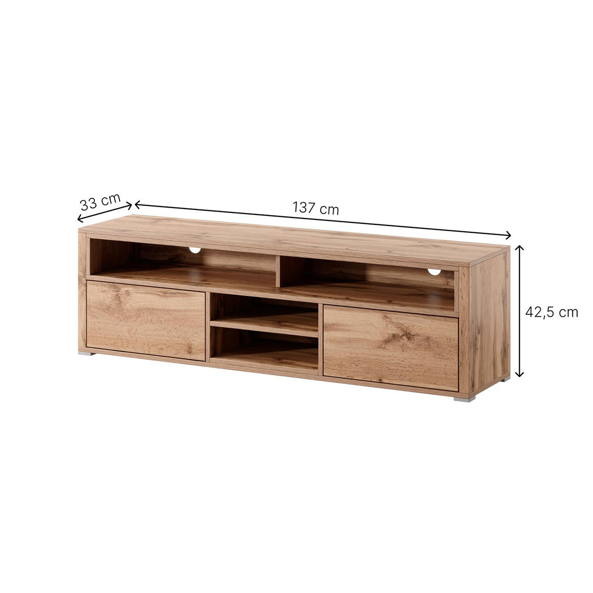 TV-SCHRANK Oberon 137x42,5x33 cm - Lowboard mit Stauraum - Tv Ständer aus Laminierter Spanplatte - Weiß - Weiß, Holzwerkstoff (137/42.5/33cm) - Chilly