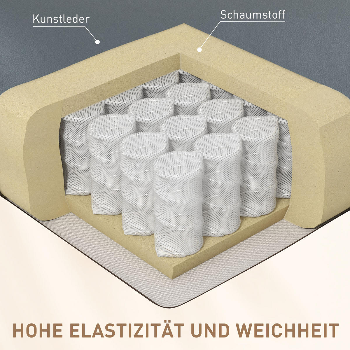MASSAGESESSEL Drehbarer Relaxsessel mit 8 Vibrationsköpfen Liegefunktion Grau - Schwarz/Grau, Leder/Metall (90/101/93cm) - HOMCOM