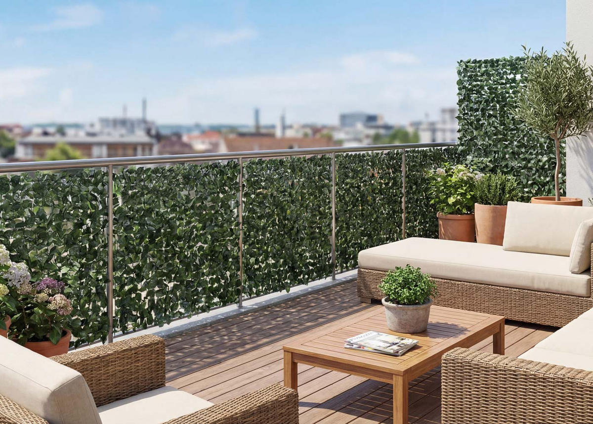 BALKONSICHTSCHUTZ BUCHE I Dunkelgrün - Dunkelgrün, Textil (300/100cm) - MCW