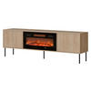 TV-LOWBOARD Domi 180 2D EF mit Kamin - Eichefarben/Schwarz, Holzwerkstoff/Metall (183/60/40cm) - MIRJAN24