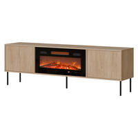 TV-LOWBOARD Domi 180 2D EF mit Kamin - Eichefarben/Schwarz, Holzwerkstoff/Metall (183/60/40cm) - MIRJAN24