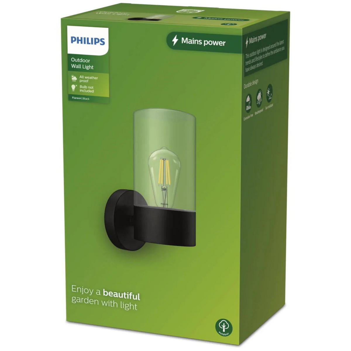 WAND- & DECKENLEUCHTE Flareon Schwarz - Transparent/Schwarz, Metall (6/27/6cm) - Philips