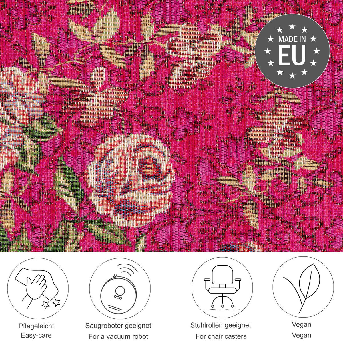 FLACHWEBTEPPICH Flomi Florence 80x150 cm - Pink, Textil (80/150cm) - THEKO