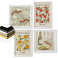 WANDBILDER 4er-Set - 50x50 cm & 40x60 cm Weißer Rahmen - Blumenwein Mailand Paris - Weiß, Kunststoff (50/50cm) - ArtPrintCave