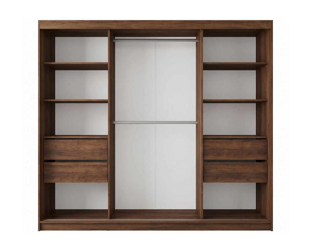 SCHWEBETÜRENSCHRANK Vex 240 cm mit Spiegel, 3-türig, dunkelbraun - Dunkelbraun, Kunststoff (240/216/61cm) - Margaret Hadas24