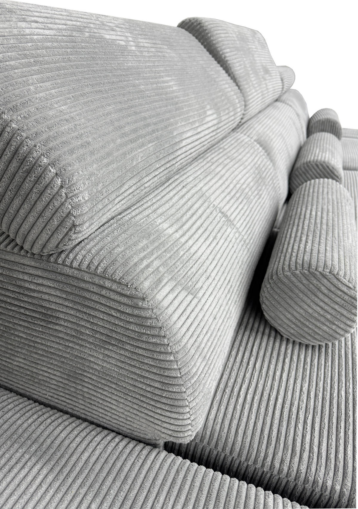 ECKSOFA MONTERO rechts, hellgrau, elektr. Sitztiefe & Kopfstützen - Hellgrau/Schwarz, Textil/Metall (316/205cm) - KS Home Concept