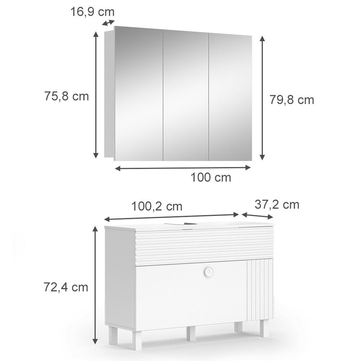 BADMÖBEL-SET Sola Weiß 2 Teile - Weiß, Holzwerkstoff (100/72/37cm) - Vicco