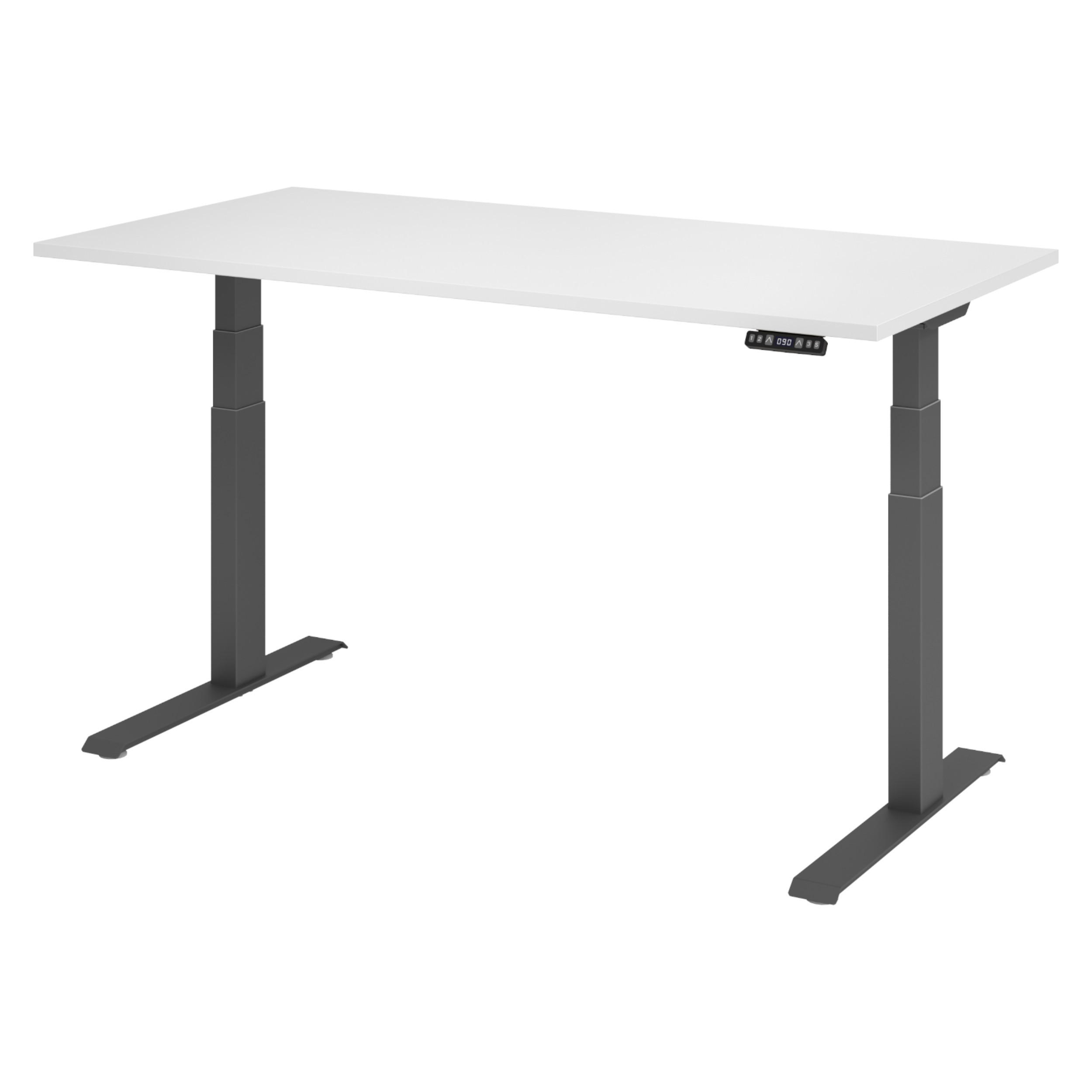 SCHREIBTISCH elektrisch XDKB 80/160/74 cm in Weiß/Graphitfarben - Graphitfarben/Weiß, Holzwerkstoff (80/160/74cm) - bümö