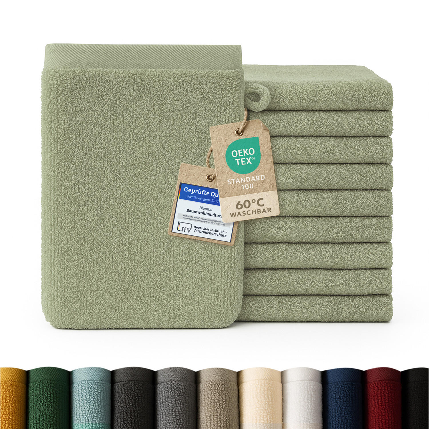 Blumtal ŽÍNKA sada 10 ks, 10x žínka 15/20 cm, světle zelená