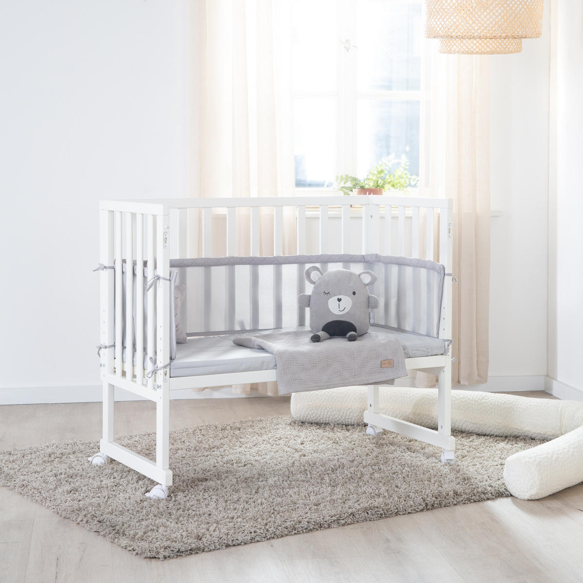 BEISTELLBETT roba Style grau 3in1 Set 90 x 45 cm - Weiß/Grau, Holzwerkstoff (45/90cm) - Roba
