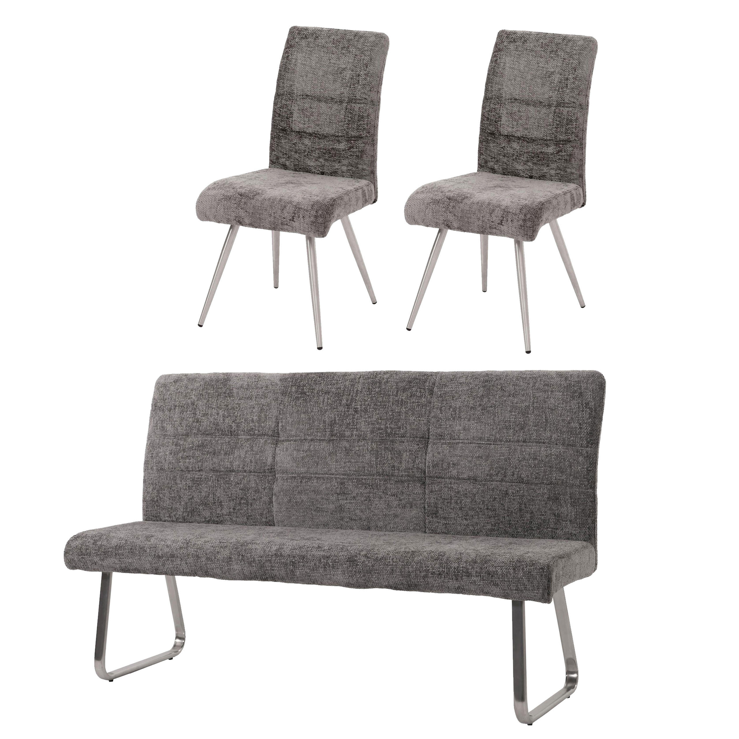 ESSZIMMER-SET Grau 3er-Set - Grau, Textil (180/99/65cm) - MCW