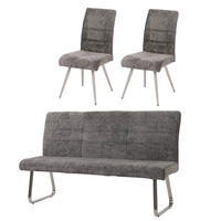 ESSZIMMER-SET Grau 3er-Set - Grau, Textil (180/99/65cm) - MCW