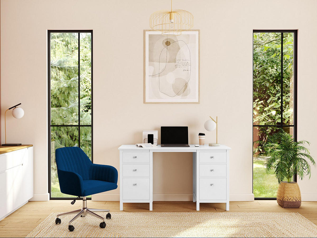 BÜROSTUHL ohne Armlehnen - 59 cm x 61.5 cm - Samt, Stoff - Königsblau - ELEANA - Blau, Textil (59/89/61.5cm) - Vente-Unique