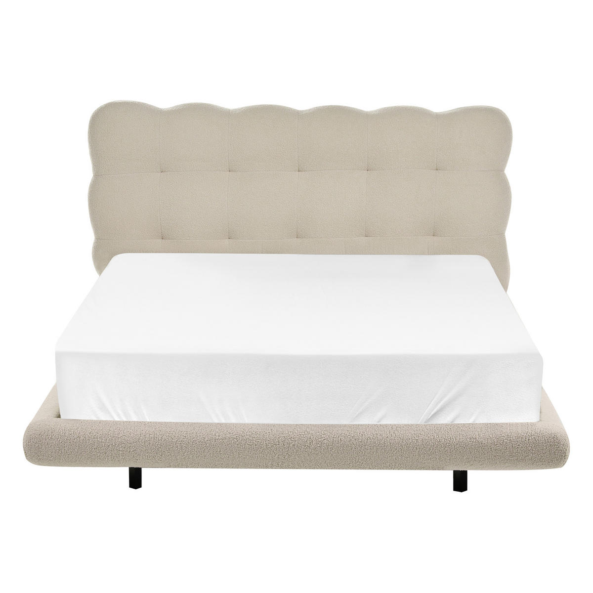 BETT mit Lattenrost 140/200 Bouclé Beige Soulisse - Beige/Schwarz, Textil (140/200cm) - Beliani