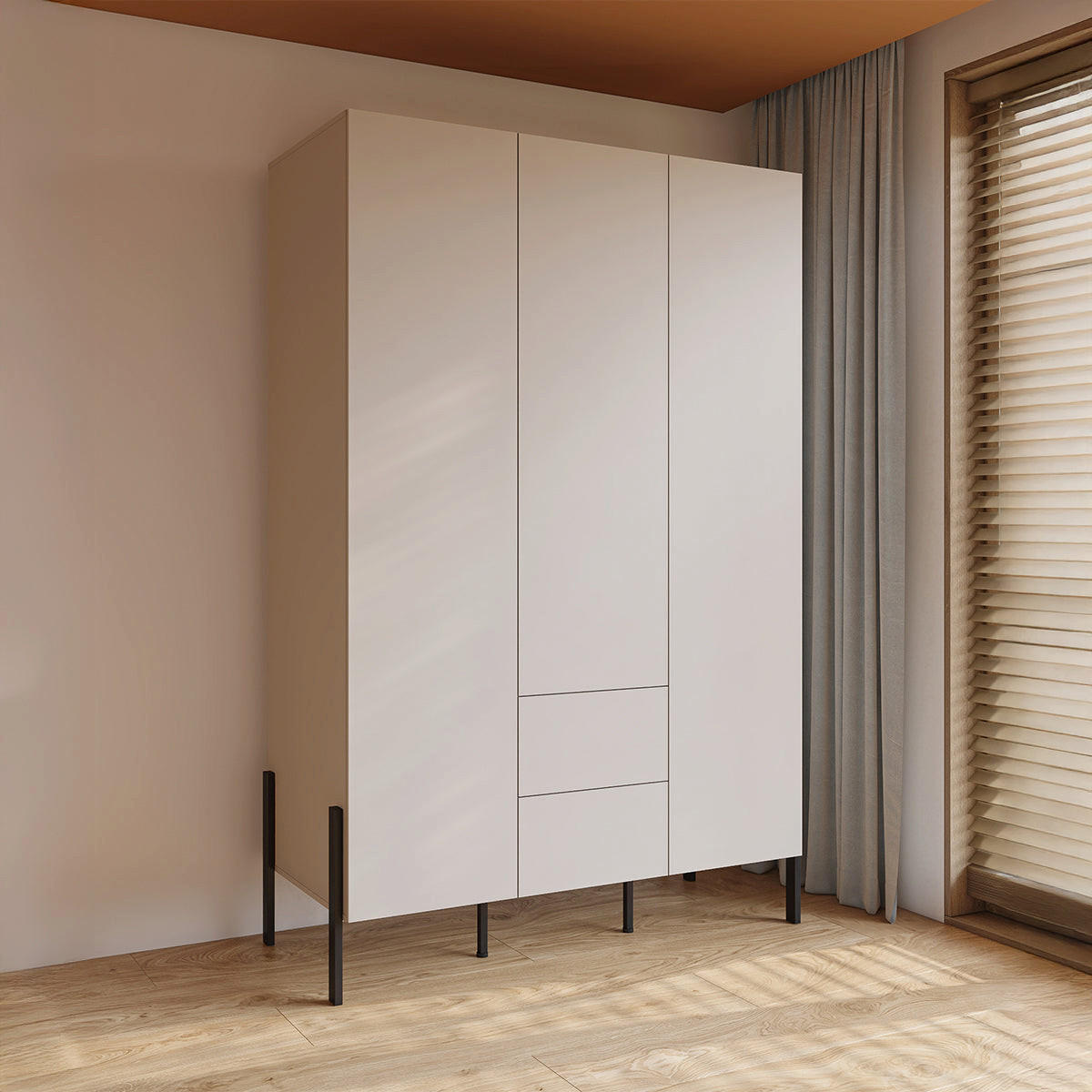 SKRIŇA 3 dvere Bérénice Kašmír - béžová, kompozitné drevo (135/210/59.5cm) - Petits-meubles