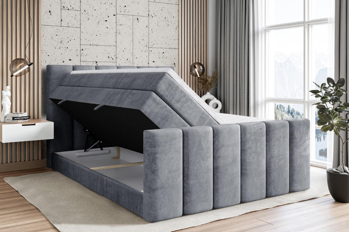 BOXSPRINGBETT BOXI1-Z KING - 180x200 - H3/H4 - Grau - Grau, Holzwerkstoff (180/200cm) - ALTDECOR