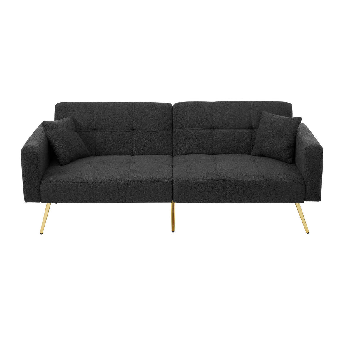 SCHLAFSOFA aus Lammwollstoff 175x64x72 cm Antikgrau mit verstellbarer Rückenlehne und Bettfunktion - Dunkelgrau, Kunststoff (64/72/175cm) - Modfu