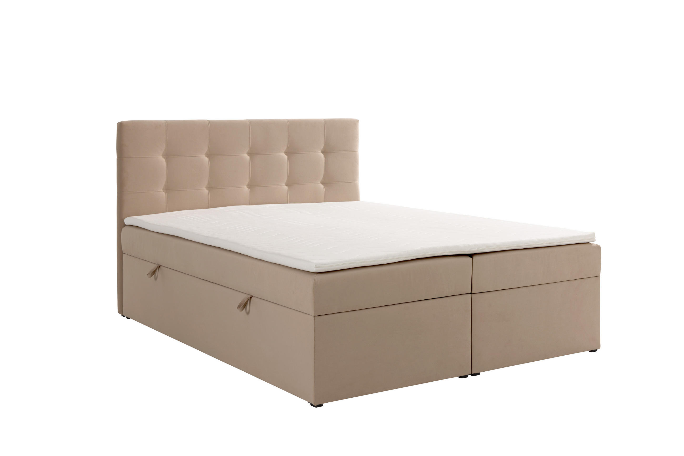 BOXBETT VELLIS mit Topper und Bettkasten, Creme, 120x200 cm - Creme, Textil (120/200cm) - KS Home Concept