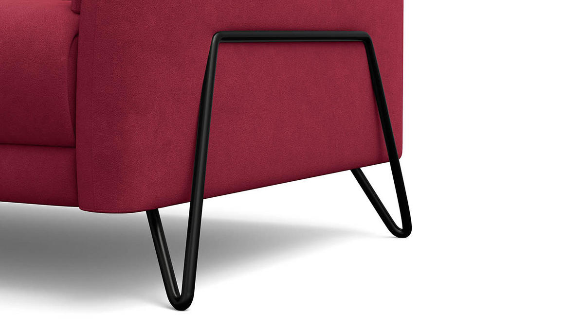 SOFA RODEN 3-Sitzer, rostrot, Veloursstoff - Rot, Holz/Textil (194/82/103cm) - Wozimo