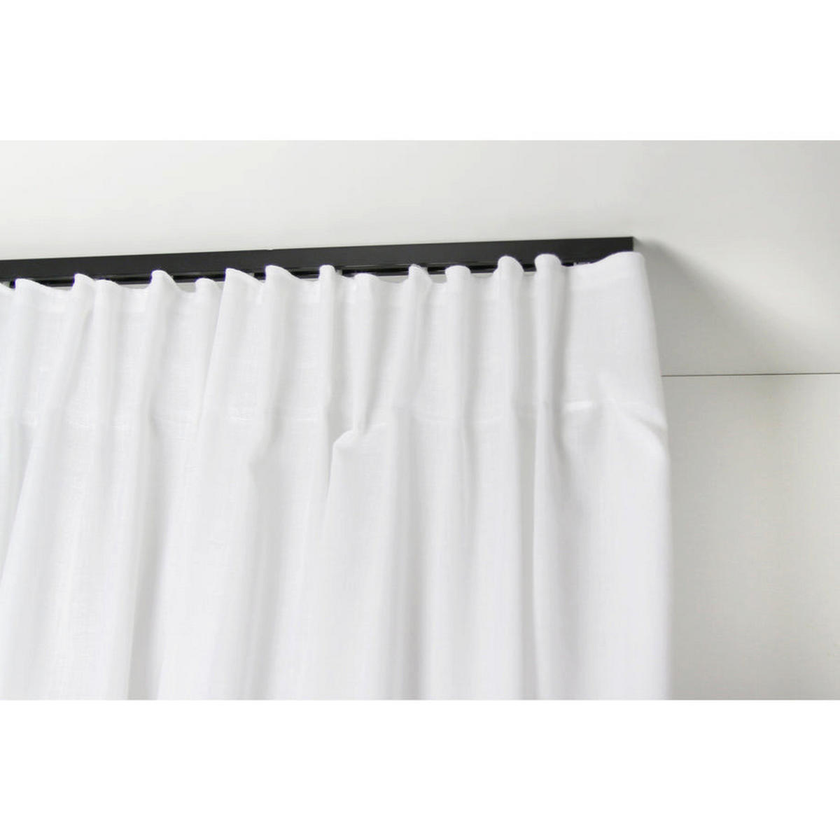 GARDINENSCHIENE 1-lauf Square - Schwarz, Metall (150cm) - Deco-Raum