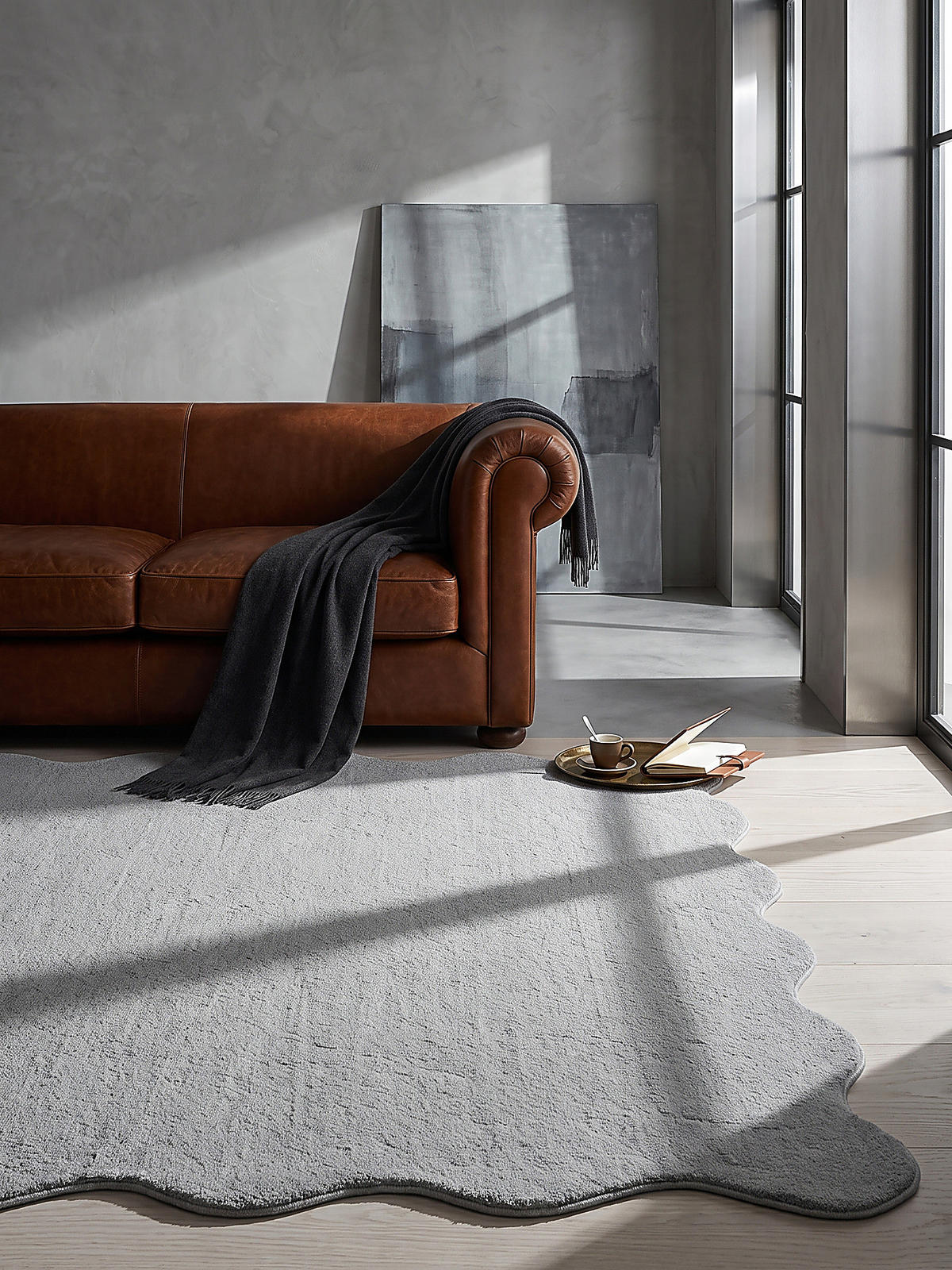 HOCHFLORTEPPICH Antirutsch Uni TIRSO Polyester Grau 120 x 160 cm - Grau, Textil (120/160cm) - KADIMA DESIGN
