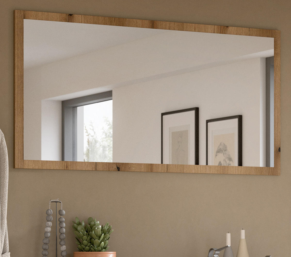 WANDSPIEGEL 106 x 55 cm, Garderobenspiegel mit Rahmen - Eiche Artisan, Glas/Holzwerkstoff (106/55/2cm) - Inn.Furn