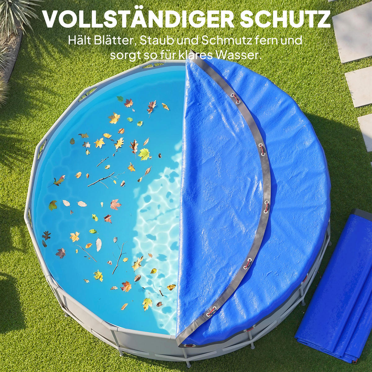 POOL-WINTERABDECKUNG PE Blau - Blau, Kunststoff (450/450cm) - Outsunny