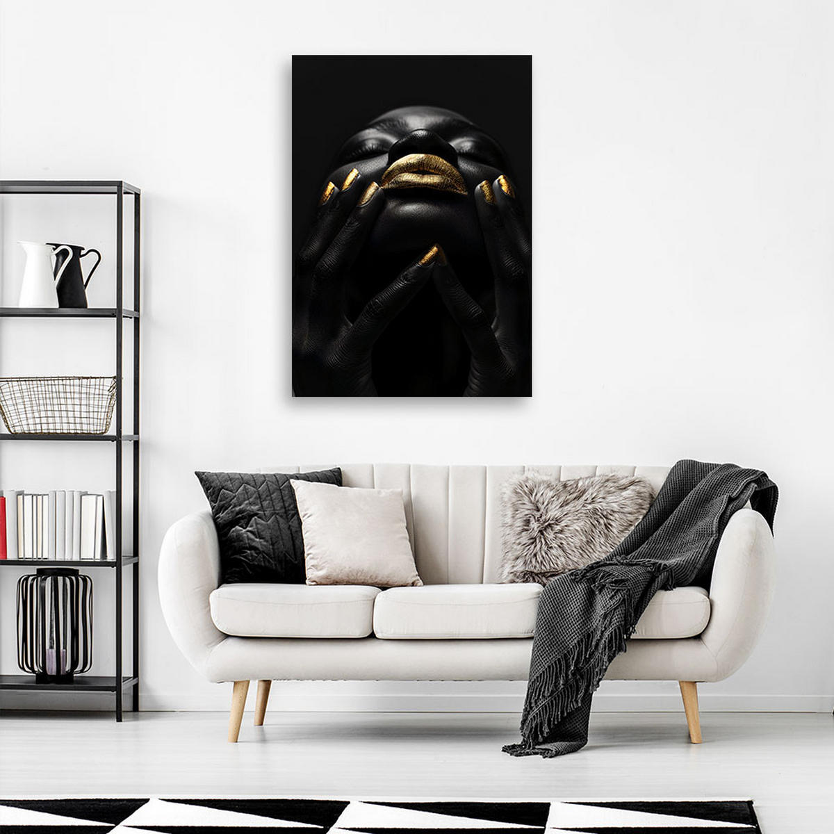 LEINWANDBILD Afrikanische Frau Porträt 60x90cm - Schwarz, Textil (60/90cm) - Feeby